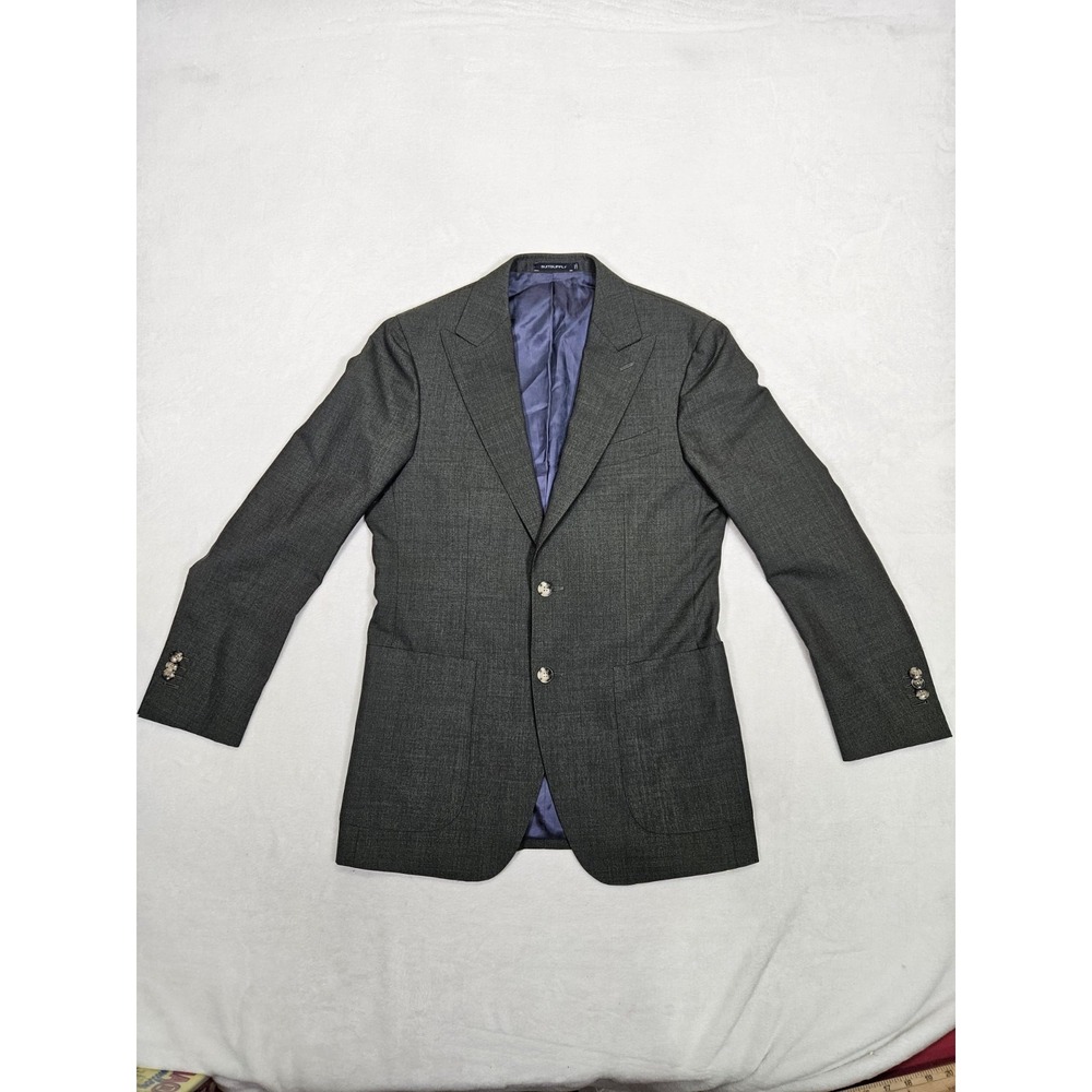 Suitsupply Havana Peak Lapel Gray‎ Wool Blazer Mens Size 48 Vitale Barbaris